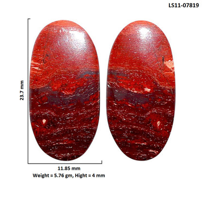 Snake Skin Jasper Pair 11.85x23.7x4 mm Oval Shape Polished Gemstone LS11-07819