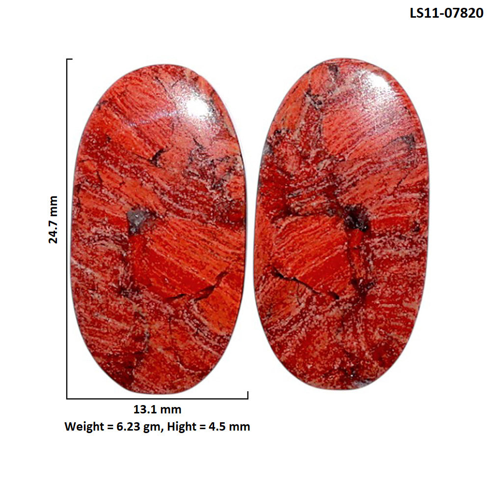 Snake Skin Jasper Pair 13.1x24.7x4.5 mm Oval Shape Polished Gemstone LS11-07820