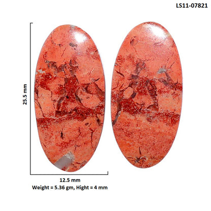 Snake Skin Jasper Pair 12.5x25.5x4 mm Oval Shape Polished Gemstone LS11-07821
