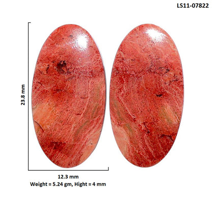 Snake Skin Jasper Pair 12.3x23.8x4 mm Oval Shape Polished Gemstone LS11-07822