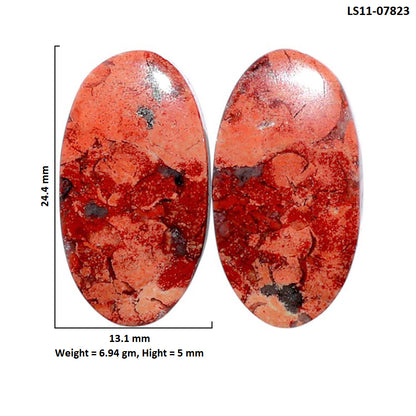 Snake Skin Jasper Pair 13.1x24.4x5 mm Oval Shape Polished Gemstone LS11-07823