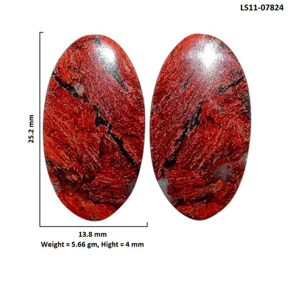Snake Skin Jasper Pair 13.8x25.2x4 mm Oval Shape Polished Gemstone LS11-07824