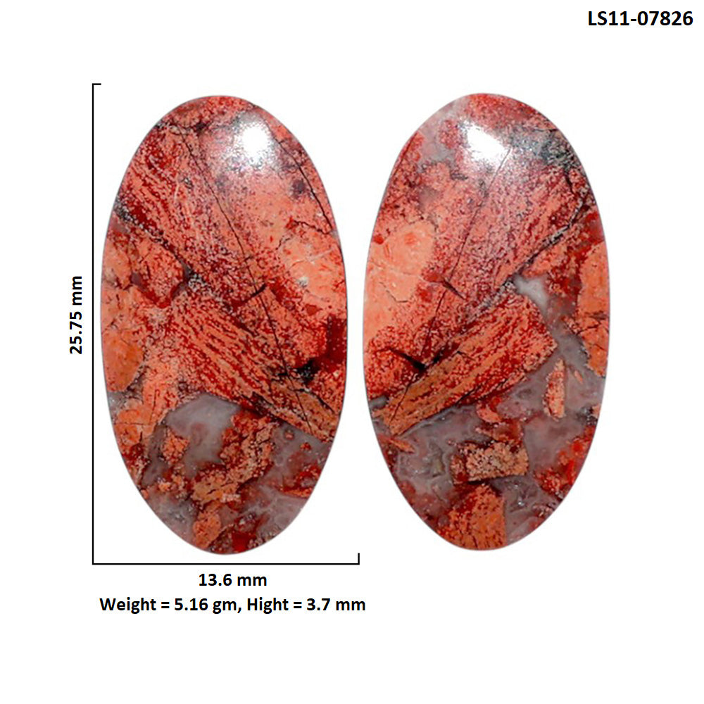 Snake Skin Jasper Pair 13.6x25.75x3.7 mm Oval Shape Polished Gemstone LS11-07826