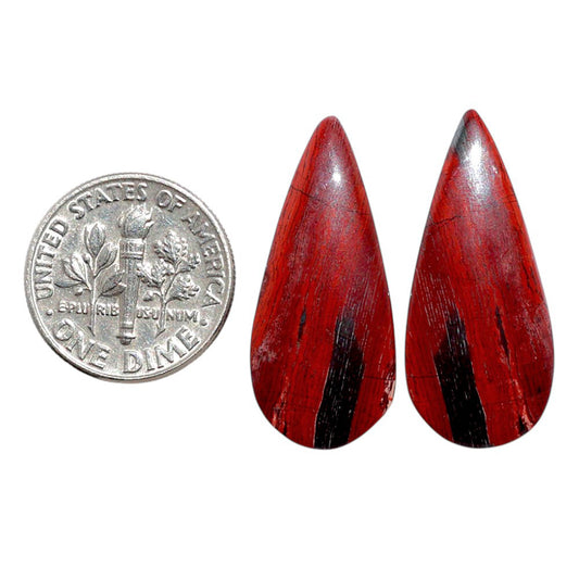 Snake Skin Jasper Pair 12.4x28.15x4.3 mm Pear Shape Polished Gemstone LS11-07828