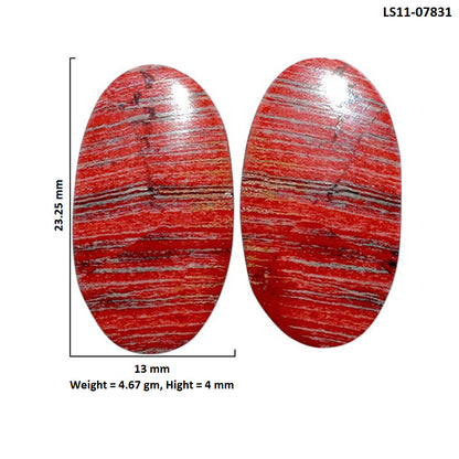 Snake Skin Jasper Pair 13x23.25x4 mm Oval Shape Polished Gemstone LS11-07831