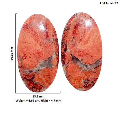 Snake Skin Jasper Pair 13.2x24.85x4.7 mm Oval Shape Polished Gemstone LS11-07832