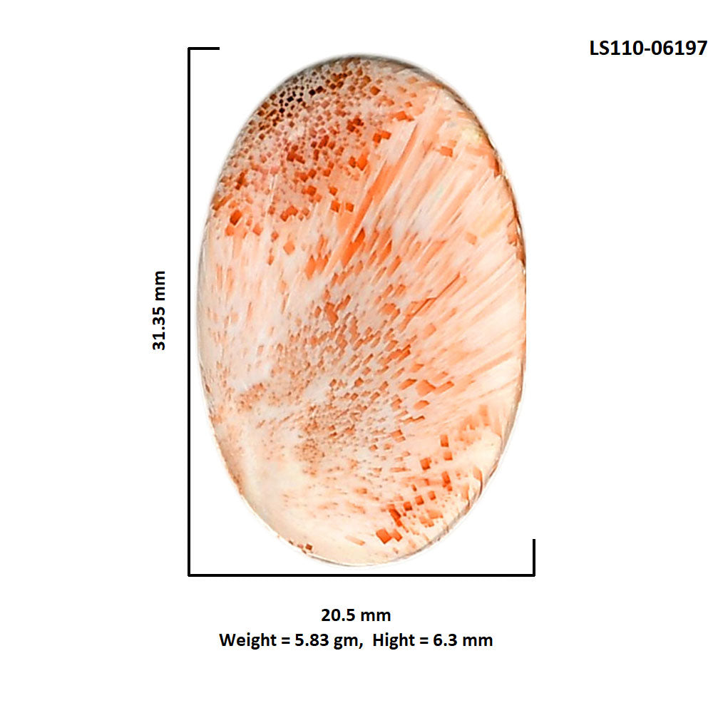 Orange Scolecite 20.5x31.35x6.3 mm Oval Shape Polished Gemstone LS110-06197