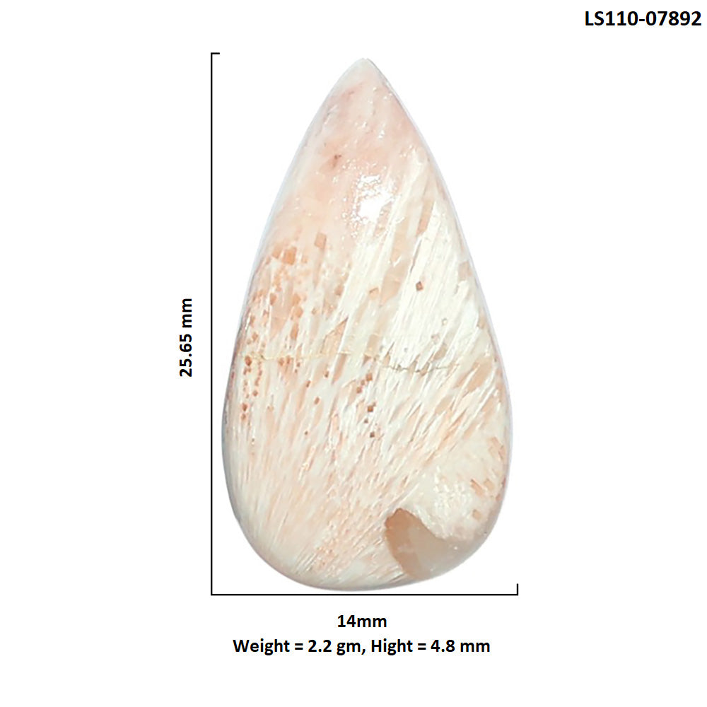 Orange Scolecite 14x25.65x4.8 mm Pear Shape Polished Gemstone LS110-07892