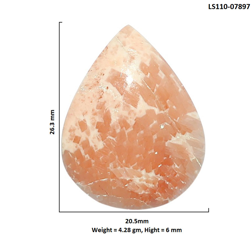 Orange Scolecite 20.5x26.3x6 mm Pear Shape Polished Gemstone LS110-07897