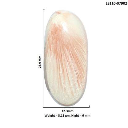 Orange Scolecite 12.3x26.9x6 mm Oval Shape Polished Gemstone LS110-07902