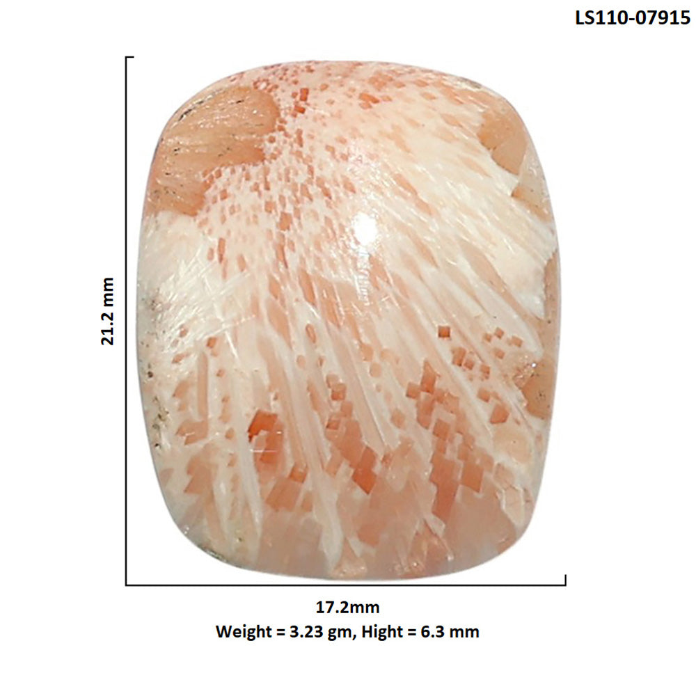 Orange Scolecite 17.2x21.2x6.3 mm Cushion Shape Polished Gemstone LS110-07915