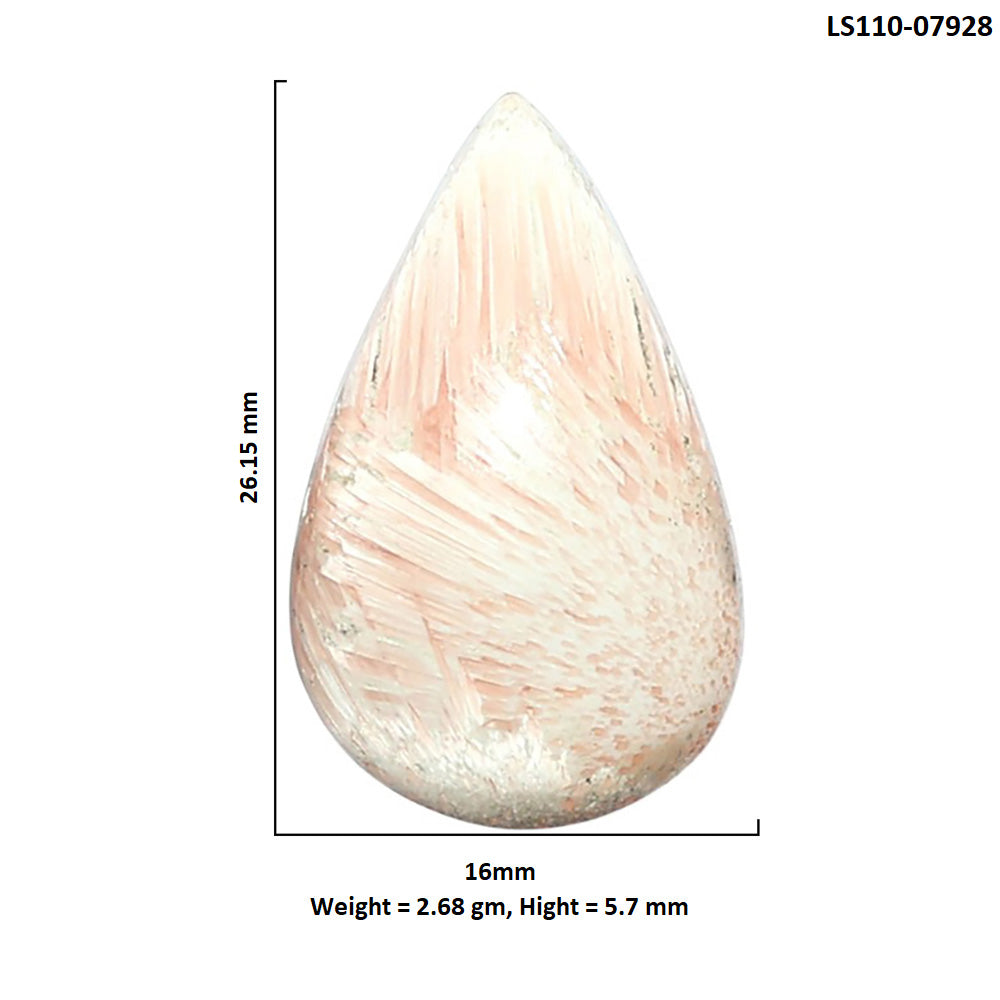Orange Scolecite 16x26.15x5.7 mm Pear Shape Polished Gemstone LS110-07928