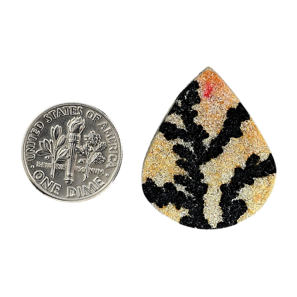 Germany Psilomelane Dendrite 23.6x28.5x5.5 mm Pear Shape Polished Gemstone LS111-06210