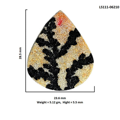 Germany Psilomelane Dendrite 23.6x28.5x5.5 mm Pear Shape Polished Gemstone LS111-06210