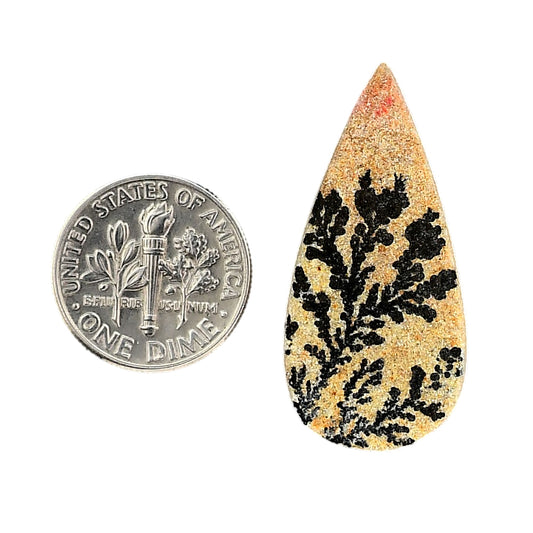 Germany Psilomelane Dendrite 16.3x34.2x6 mm Pear Shape Polished Gemstone LS111-06213