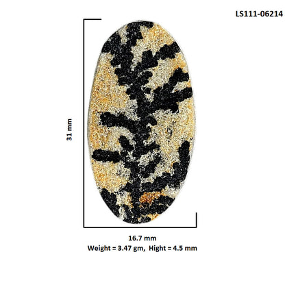 Germany Psilomelane Dendrite 16.7x31x4.5 mm Oval Shape Polished Gemstone LS111-06214