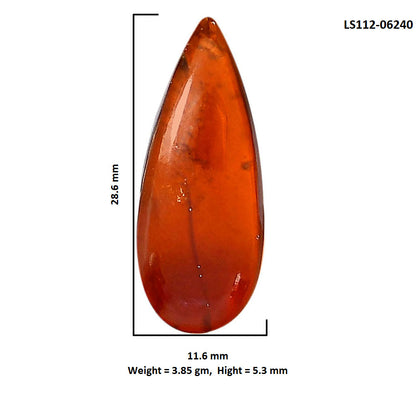 Hessonite Garnet 11.6x28.6x5.3 mm Pear Shape Polished Gemstone LS112-06240