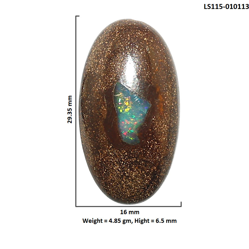 Natural Boulder Opal 16x29.35x6.5 mm Oval Shape Polished Gemstone LS115-010113