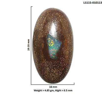 Natural Boulder Opal 16x29.35x6.5 mm Oval Shape Polished Gemstone LS115-010113