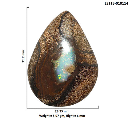 Natural Boulder Opal 23.35x31.7x6 mm Pear Shape Polished Gemstone LS115-010114