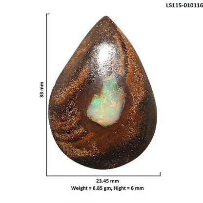Natural Boulder Opal 23.45x33x6 mm Pear Shape Polished Gemstone LS115-010116