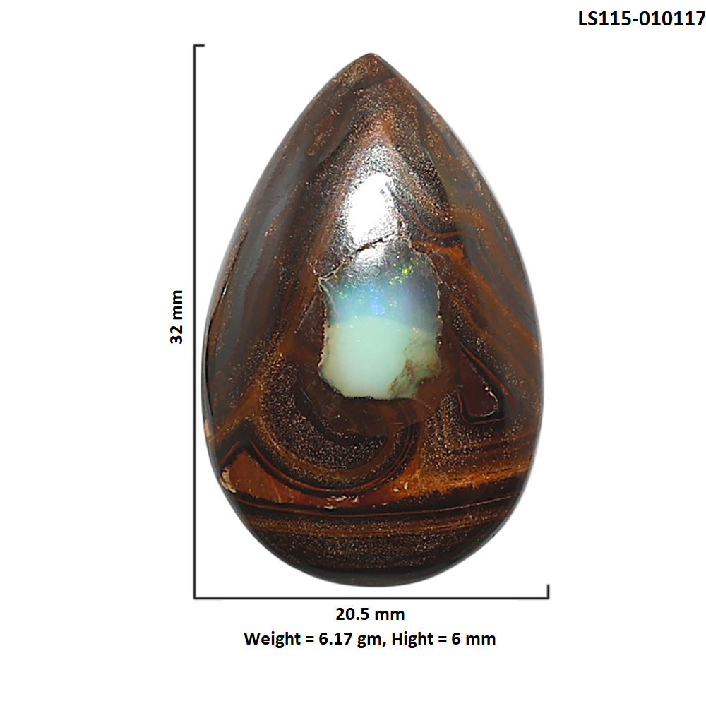 Natural Boulder Opal 20.5x32x6 mm Pear Shape Polished Gemstone LS115-010117