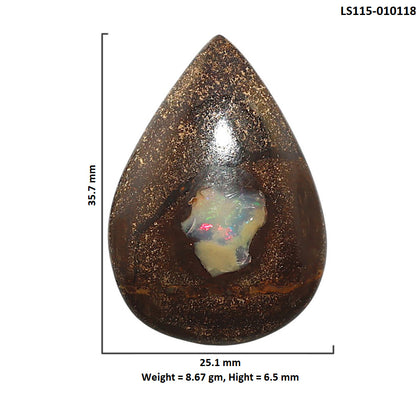 Natural Boulder Opal 25.1x35.7x6.5 mm Pear Shape Polished Gemstone LS115-010118
