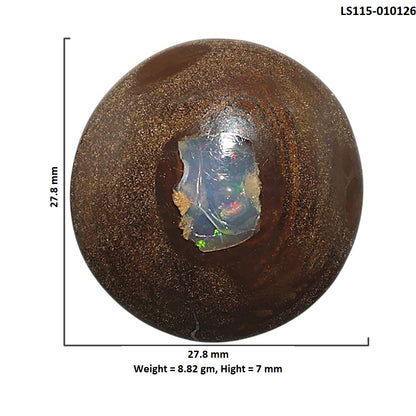 Natural Boulder Opal 27.8x27.8x7 mm Round Shape Polished Gemstone LS115-010126