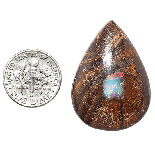 Boulder Opal 24.2x33.7x6.8 mm Pear Shape Polished Gemstone LS115-08701