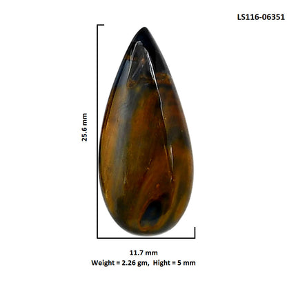 Pietersite 11.7x25.6x5 mm Pear Shape Polished Gemstone LS116-06351