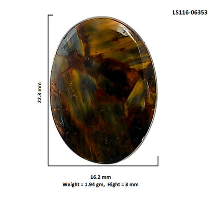 Pietersite 16.2x22.3x3 mm Oval Shape Polished Gemstone LS116-06353