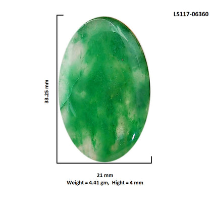 Green Jade 21x33.25x4 mm Oval Shape Polished Gemstone LS117-06360