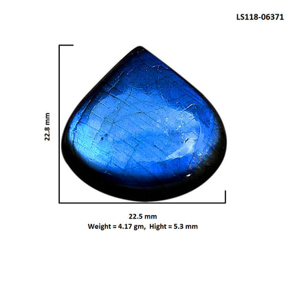 Blue Labradorite 22.5x22.8x5.3 mm Heart Shape Polished Gemstone LS118-06371