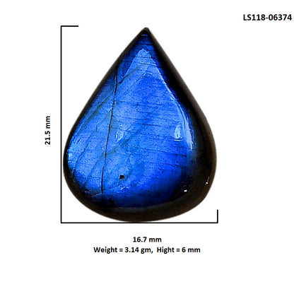 Blue Labradorite 16.7x21.5x6 mm Pear Shape Polished Gemstone LS118-06374