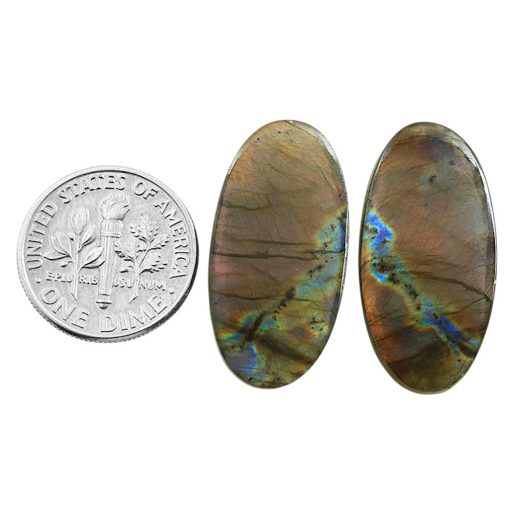 Natural Spectrolite Labradorite 13.2x27.1x4 mm Oval Shape Polished Gemstone LS118-09336