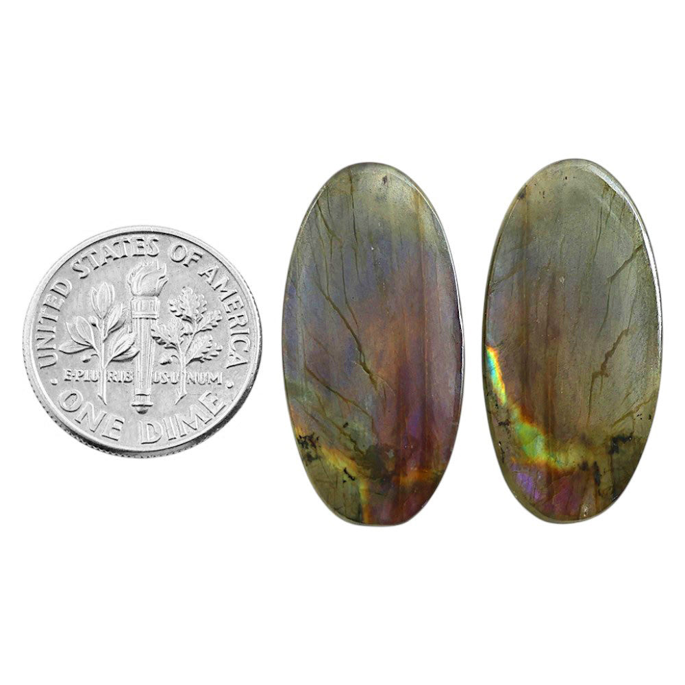Natural Spectrolite Labradorite 13.8x28x3.5 mm Oval Shape Polished Gemstone LS118-09337