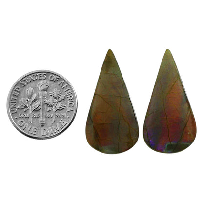 Natural Spectrolite Labradorite 13.5x27x4 mm Pear Shape Polished Gemstone LS118-09340