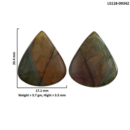 Natural Spectrolite Labradorite 17.1x20.4x3.5 mm Pear Shape Polished Gemstone LS118-09342