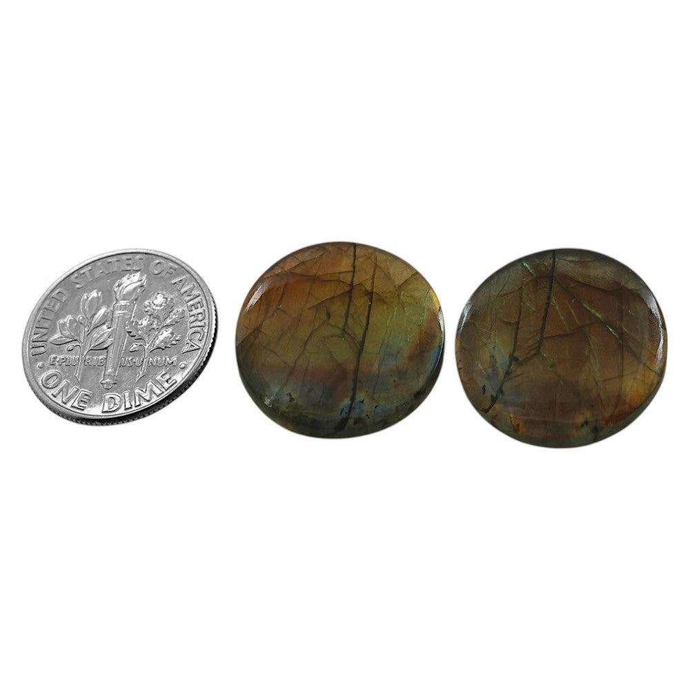 Natural Spectrolite Labradorite 18.5x18.5x4 mm Round Shape Polished Gemstone LS118-09345