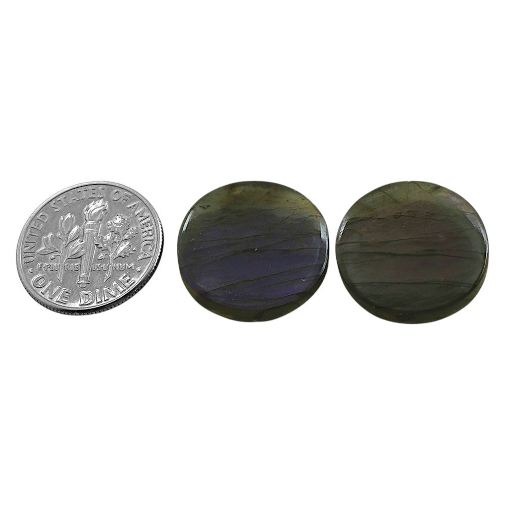 Natural Spectrolite Labradorite 18x18x4 mm Round Shape Polished Gemstone LS118-09346