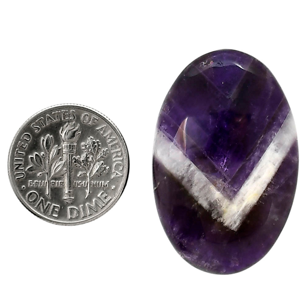 Chevron Amethyst 21.4x33x7.3 mm Oval Shape Polished Gemstone LS12-05294