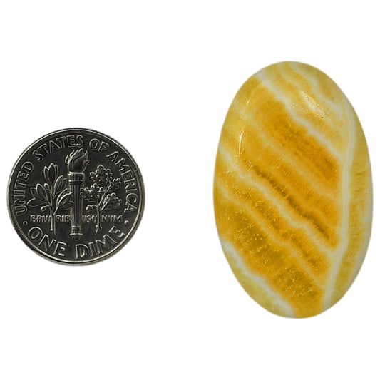 Yellow Aragonite 20.7x32.2x5 mm Oval Shape Polished Gemstone LS121-06392
