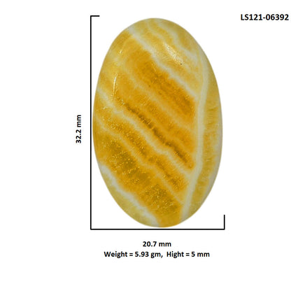 Yellow Aragonite 20.7x32.2x5 mm Oval Shape Polished Gemstone LS121-06392
