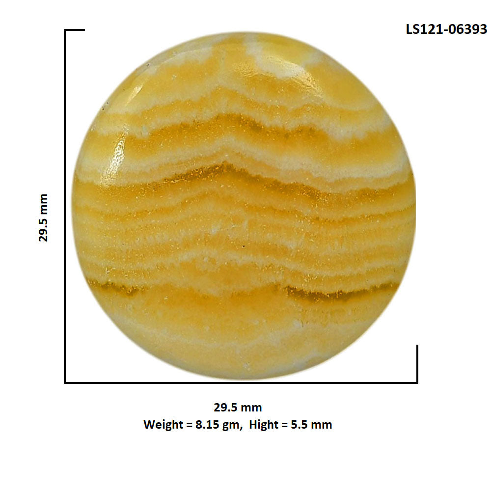 Yellow Aragonite 29.5x29.5x5.5 mm Round Shape Polished Gemstone LS121-06393