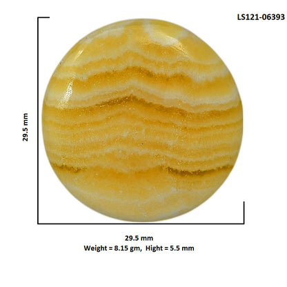 Yellow Aragonite 29.5x29.5x5.5 mm Round Shape Polished Gemstone LS121-06393