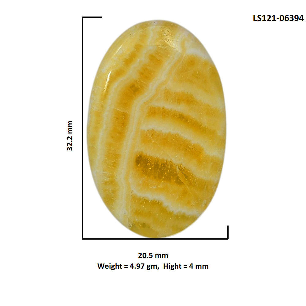 Yellow Aragonite 20.5x32.2x4 mm Oval Shape Polished Gemstone LS121-06394