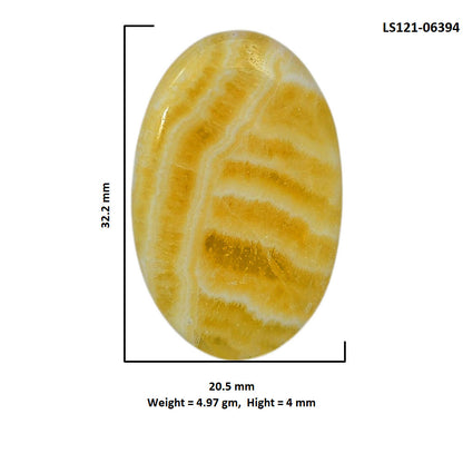 Yellow Aragonite 20.5x32.2x4 mm Oval Shape Polished Gemstone LS121-06394