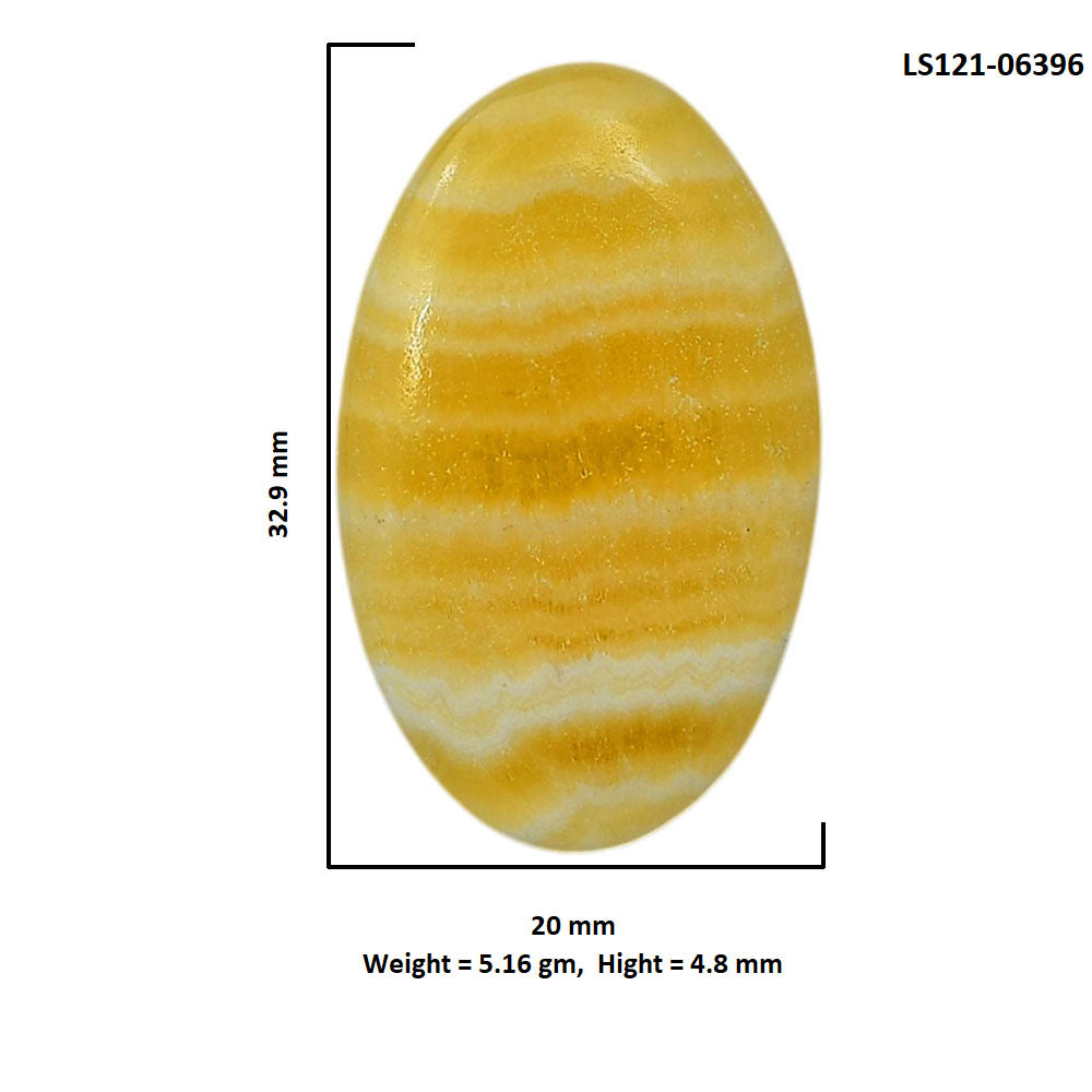 Yellow Aragonite 20x32.9x4.8 mm Oval Shape Polished Gemstone LS121-06396