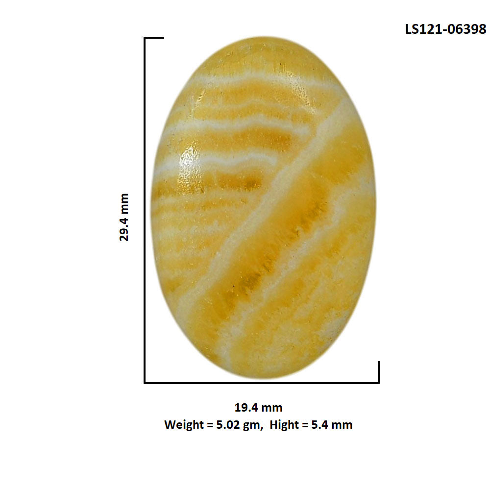 Yellow Aragonite 19.4x29.4x5.4 mm Oval Shape Polished Gemstone LS121-06398