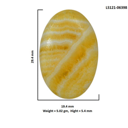 Yellow Aragonite 19.4x29.4x5.4 mm Oval Shape Polished Gemstone LS121-06398